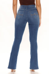 Back On Top Stretch Flare Jeans - Medium Blue Wash Ins Street
