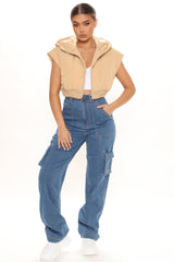 Won't Be Knocked Down Cargo Boyfriend Jeans - Medium Blue Wash Ins Street