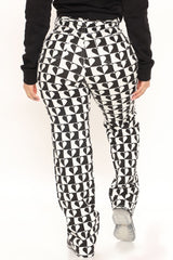 Queen Of Hearts Slit Straight Leg Jeans - White/Black Ins Street