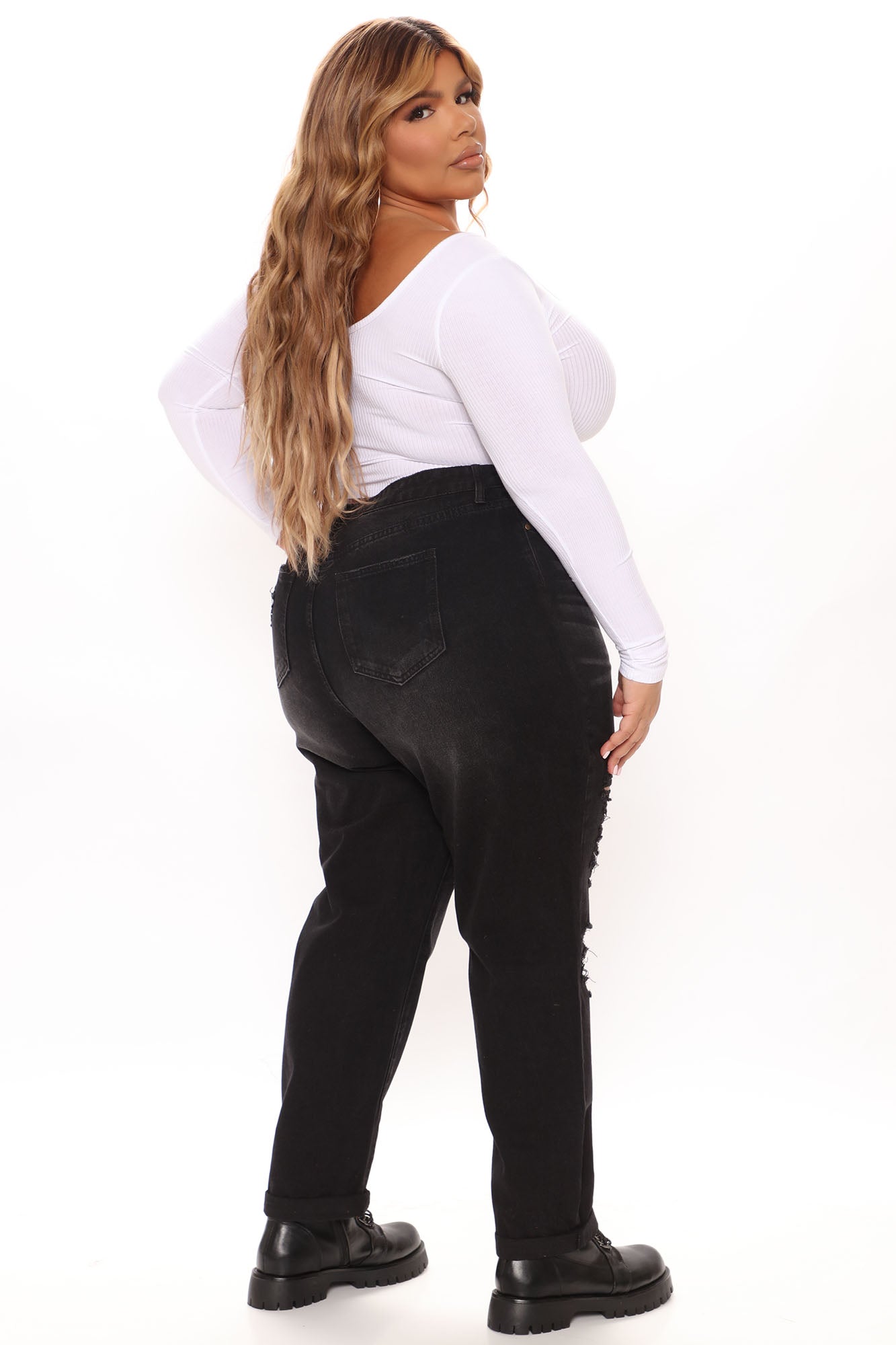 My Ex Non Stretch Ripped Boyfriend Jeans - Black Ins Street