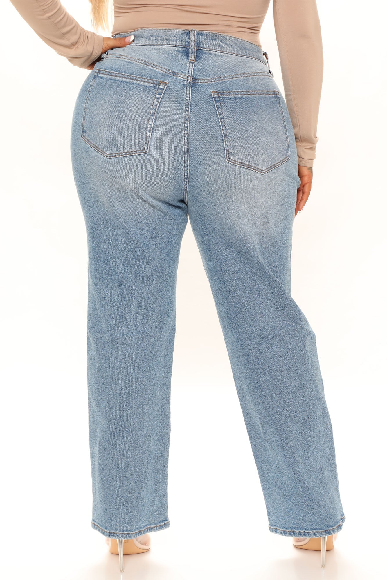 Straight Up Vintage High Rise Jeans - Medium Blue Wash Ins Street