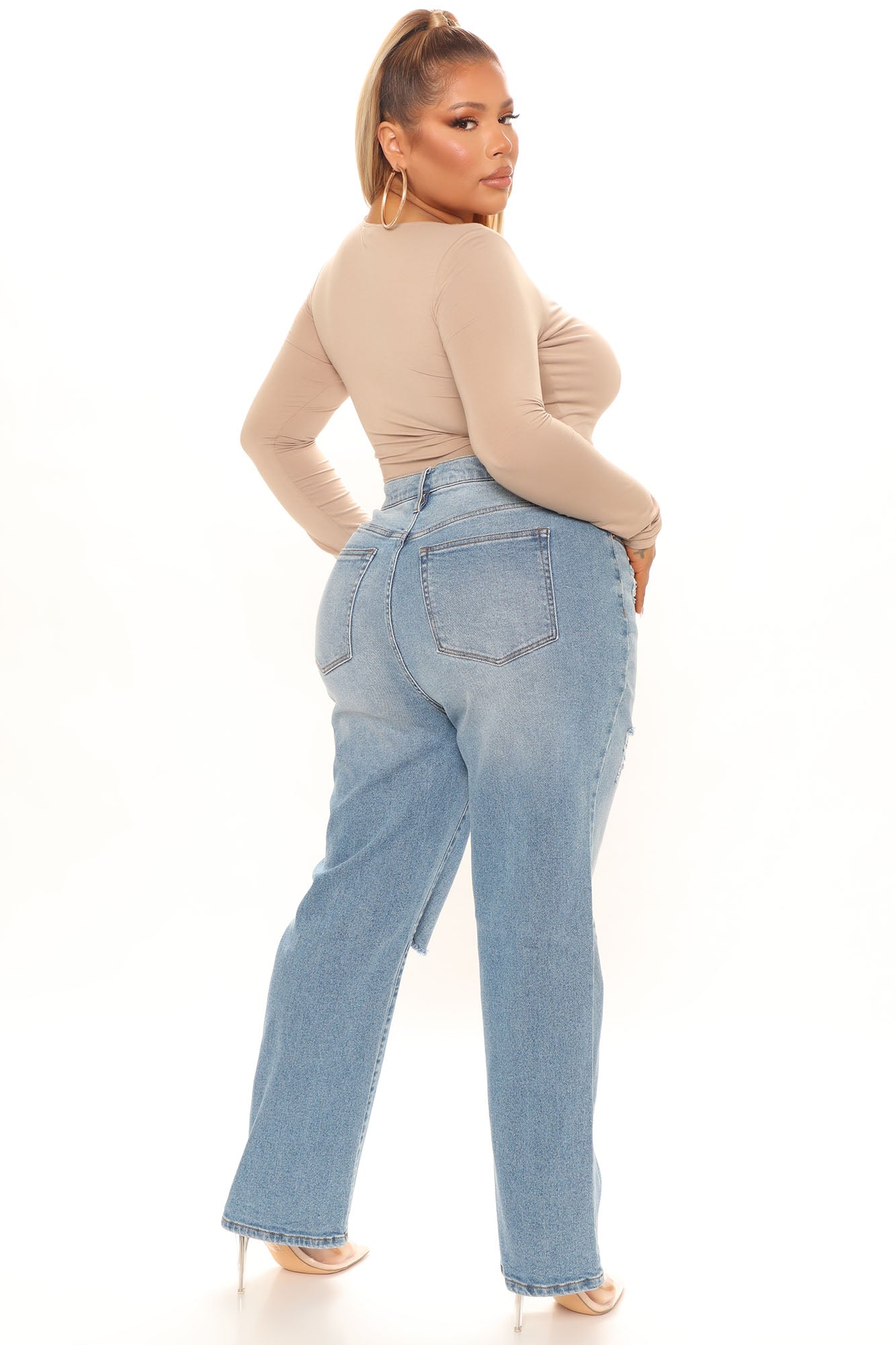 Straight Up Vintage High Rise Jeans - Medium Blue Wash Ins Street