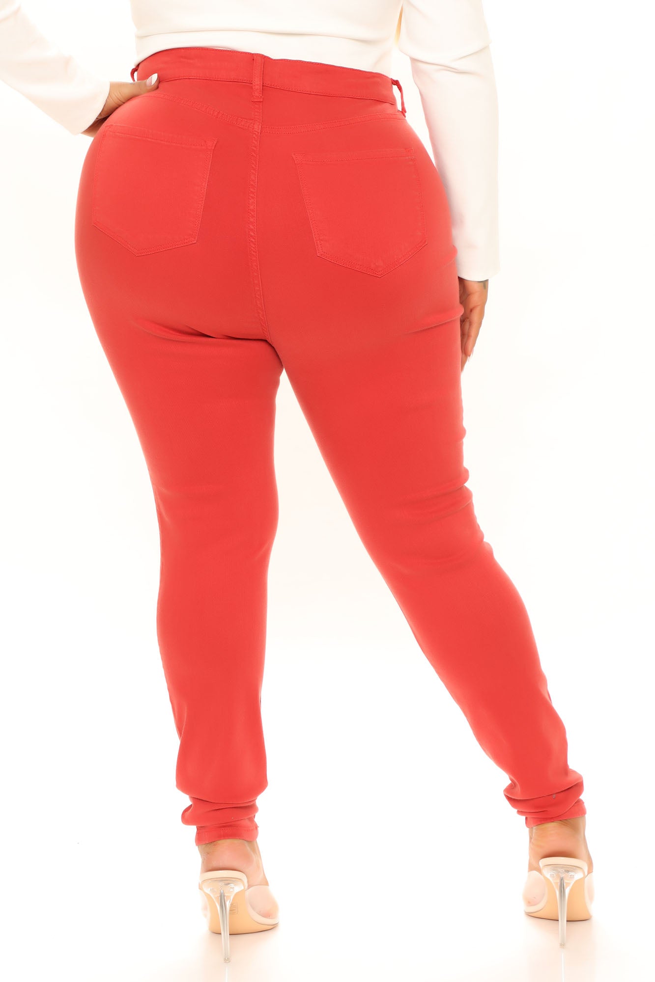 Classic High Waist Skinny Jeans - Rust Ins Street