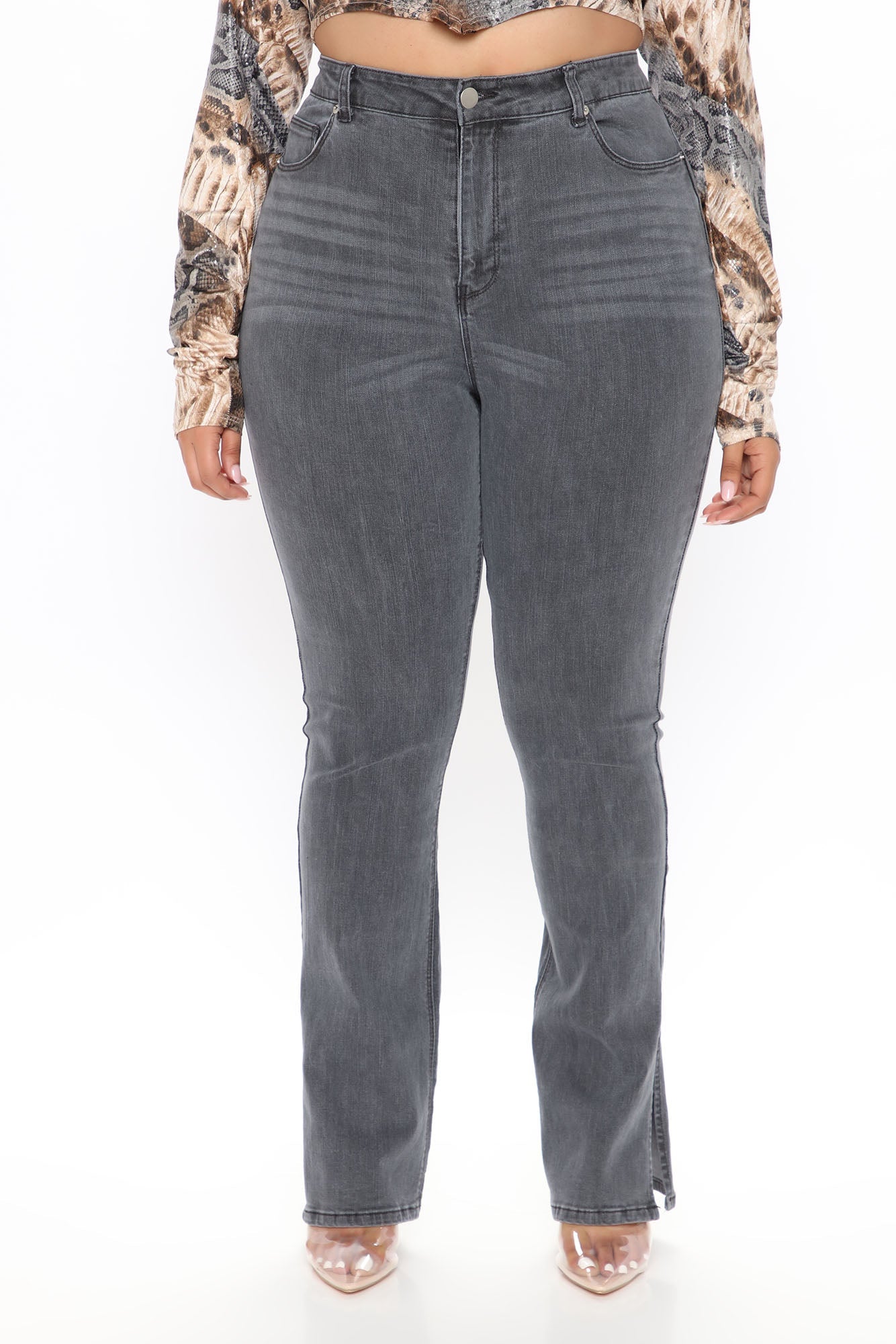 Soho Side Split Skinny Jeans - Grey Ins Street