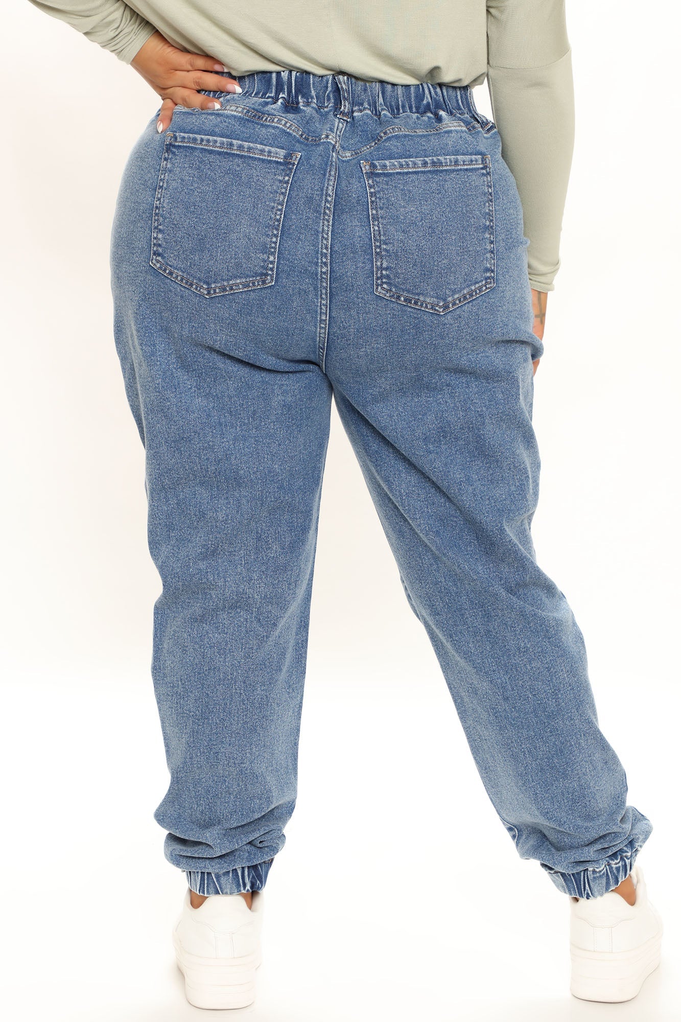 Never Looking Back Denim Joggers - Medium Blue Wash Ins Street