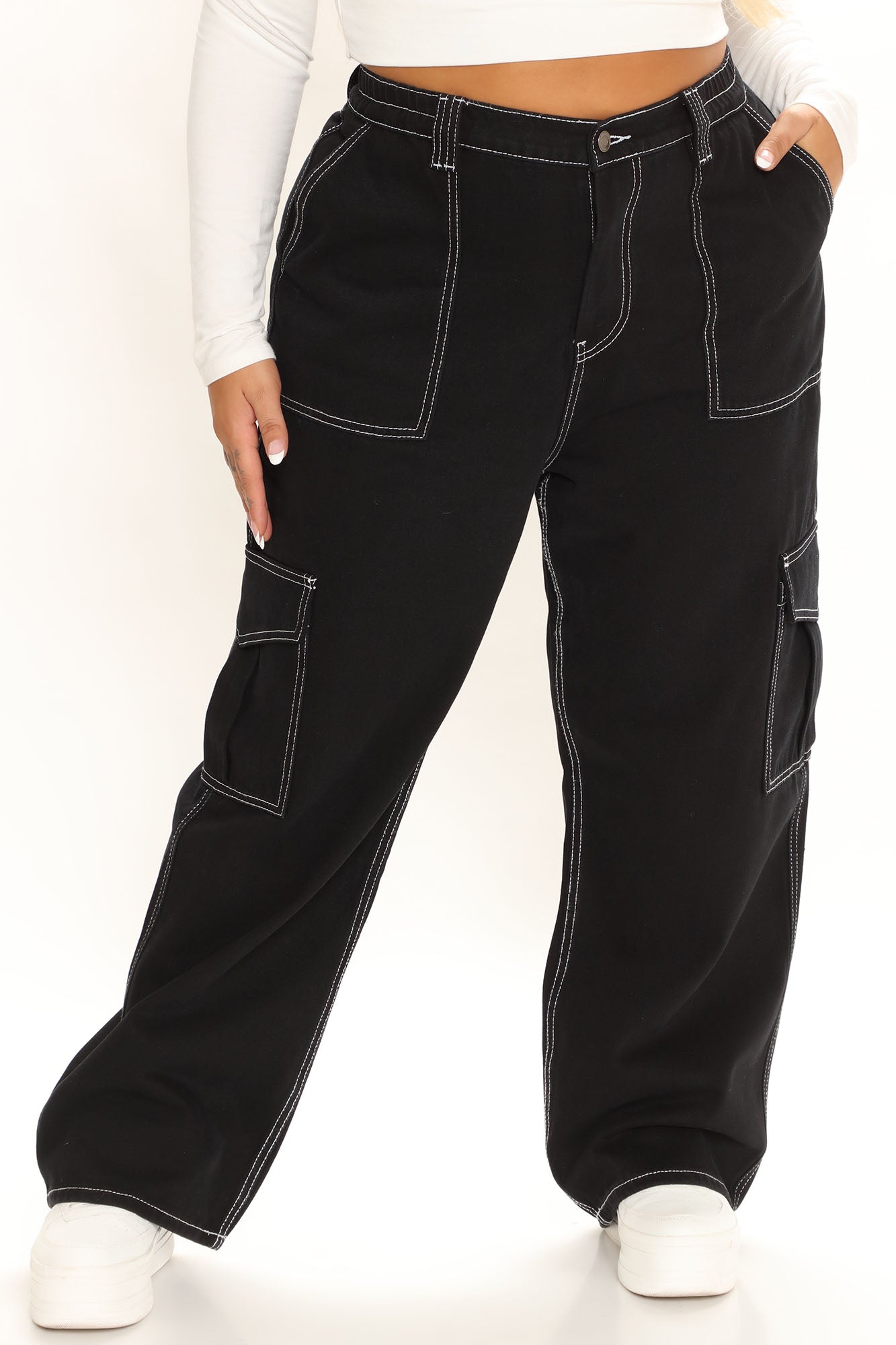 Give Me A Break Cargo Carpenter Jeans Shorter Length - Black Ins Street