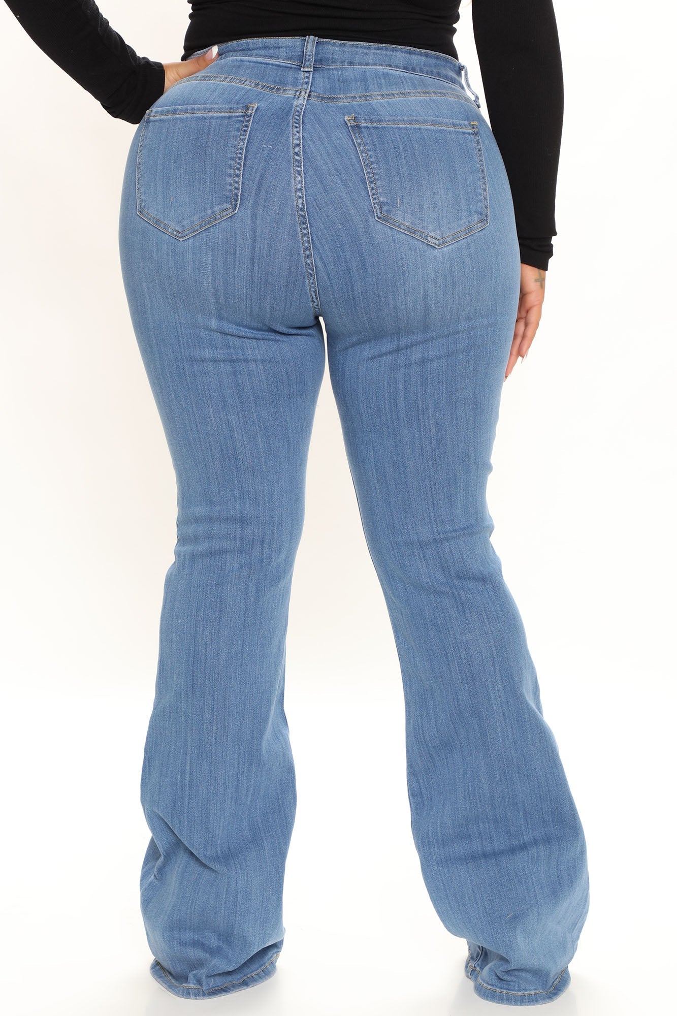 Peace And Love Low Rise Flare Jeans - Medium Blue Wash Ins Street