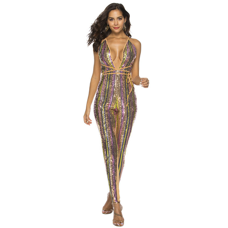 Party On The Move Pocketed Sequin Jumpsuit Ins Street