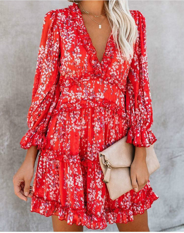 Memorable Floral Open Back Mini Dress Ins Street