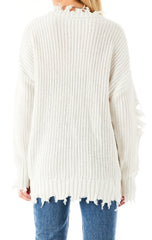 V-NECK RIPPED CHUNKY SWEATER CARMAR