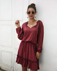 Lena Satin Midi Dress - Marsala Ins Street