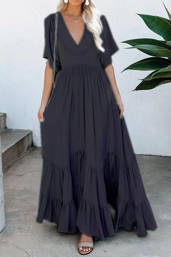 Empire Waist Tiered Bohemian Maxi Dress Ins street