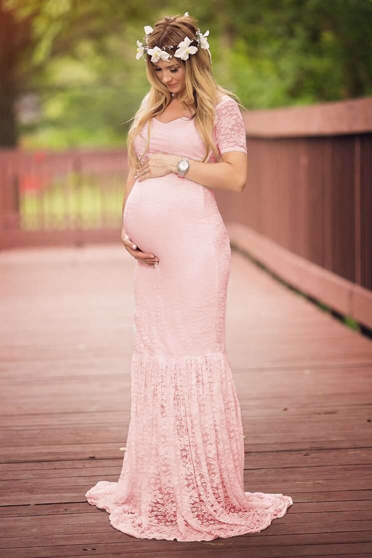 Lace Fishtail Maternity Maxi Dress Ins street