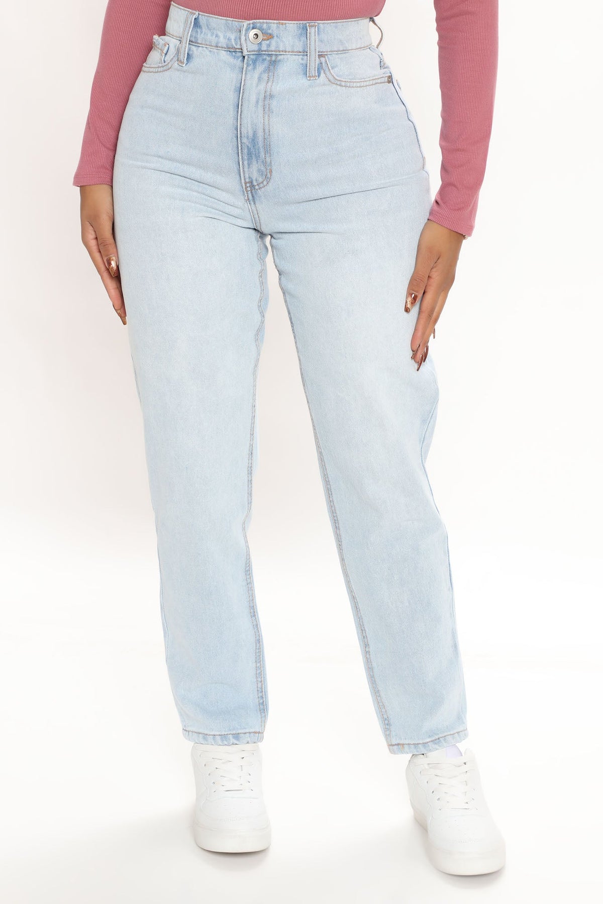 Know It All Non Stretch Mom Jeans - Light Blue Wash Ins Street