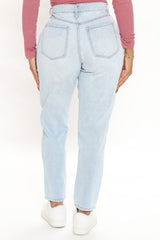 Know It All Non Stretch Mom Jeans - Light Blue Wash Ins Street