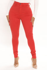 Classic High Waist Skinny Jeans - Rust Ins Street