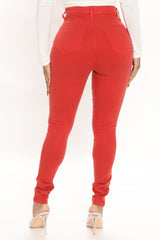 Classic High Waist Skinny Jeans - Rust Ins Street