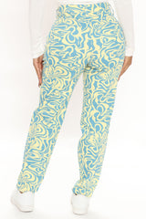 Mod Babe Swirl Print Slim Straight Leg Jeans - Blue/combo Ins Street