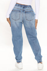 End Game Relaxed Denim Joggers - Medium Blue Wash Ins Street