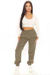 Just Sit Back And Relax Denim Joggers - Olive Ins Street