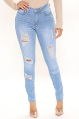 Make It Obvious Skinny Jeans - Light Blue Wash Ins Street