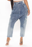 All Distressed About It Super Slouchy Jeans - Medium Blue Wash Ins Street