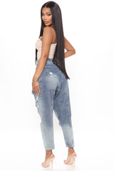 All Distressed About It Super Slouchy Jeans - Medium Blue Wash Ins Street