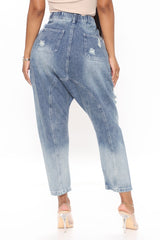 All Distressed About It Super Slouchy Jeans - Medium Blue Wash Ins Street