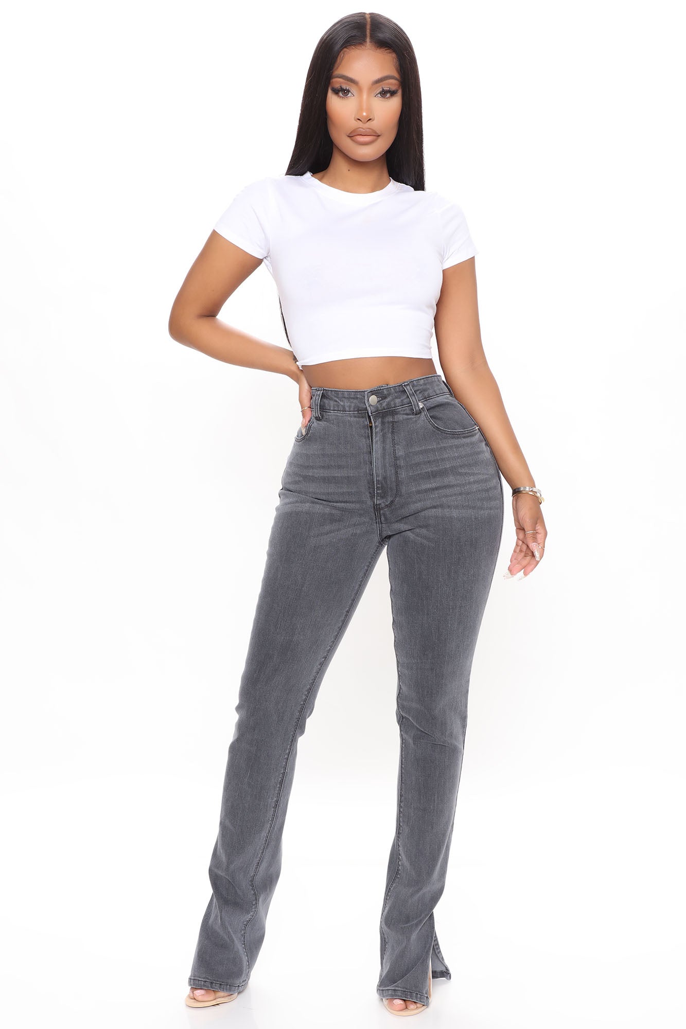 Soho Side Split Skinny Jeans - Grey Ins Street