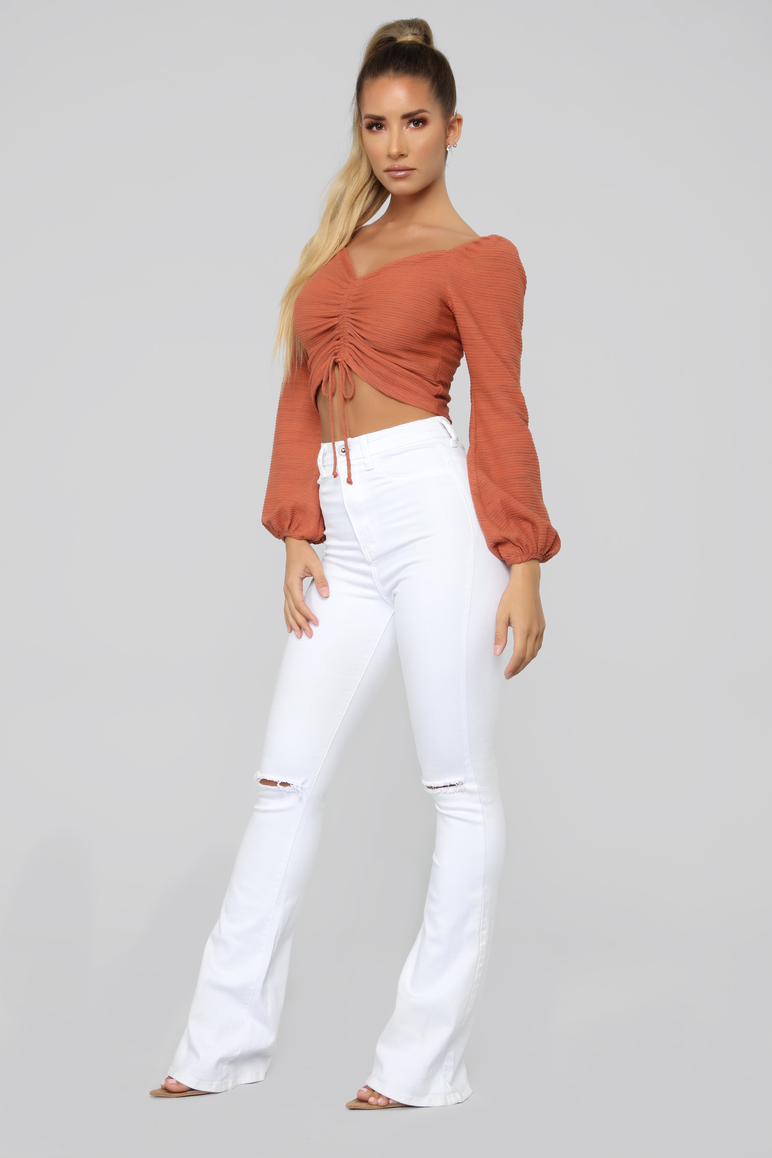 Here To Stay Flare Jeans - White Ins Street