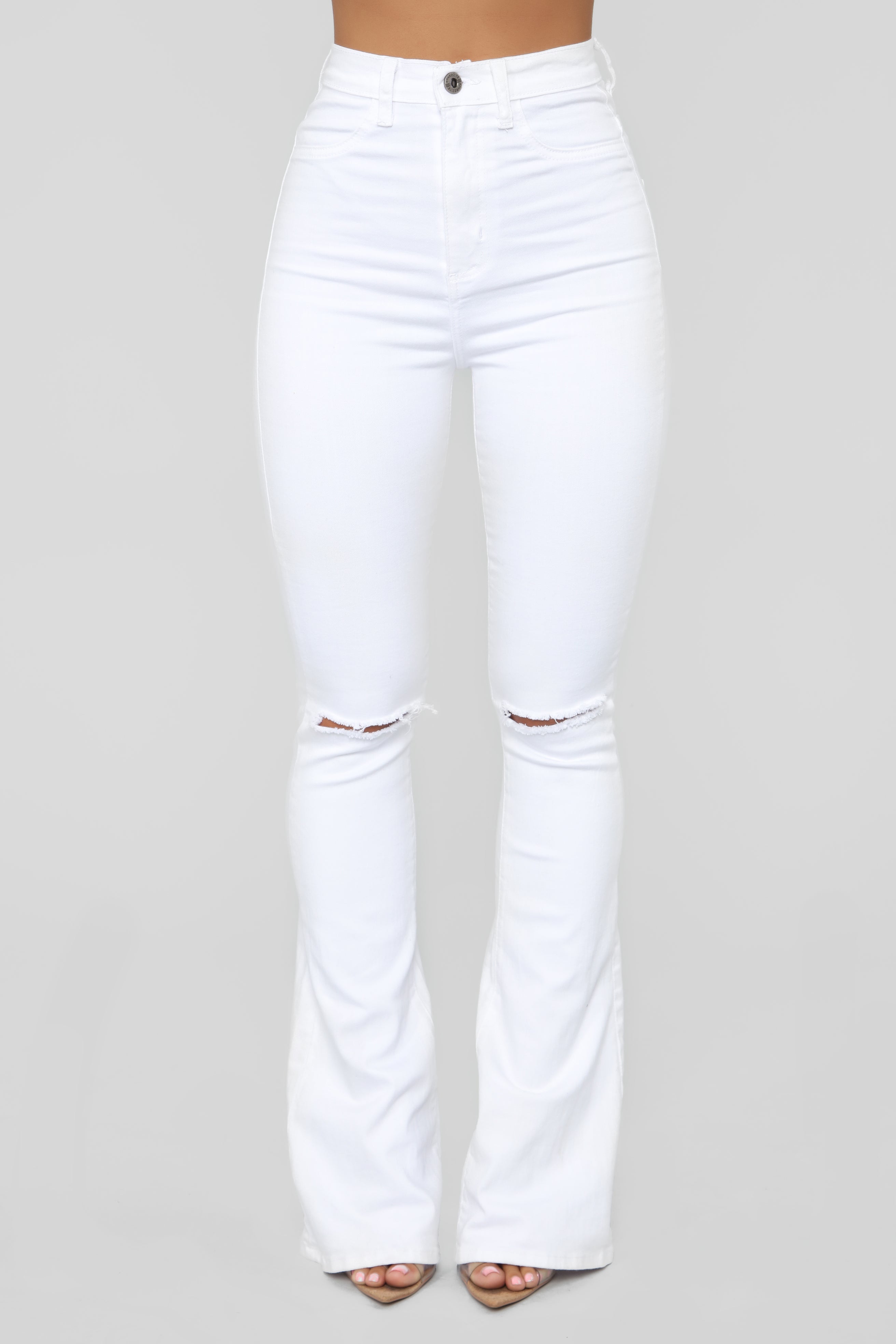 Here To Stay Flare Jeans - White Ins Street