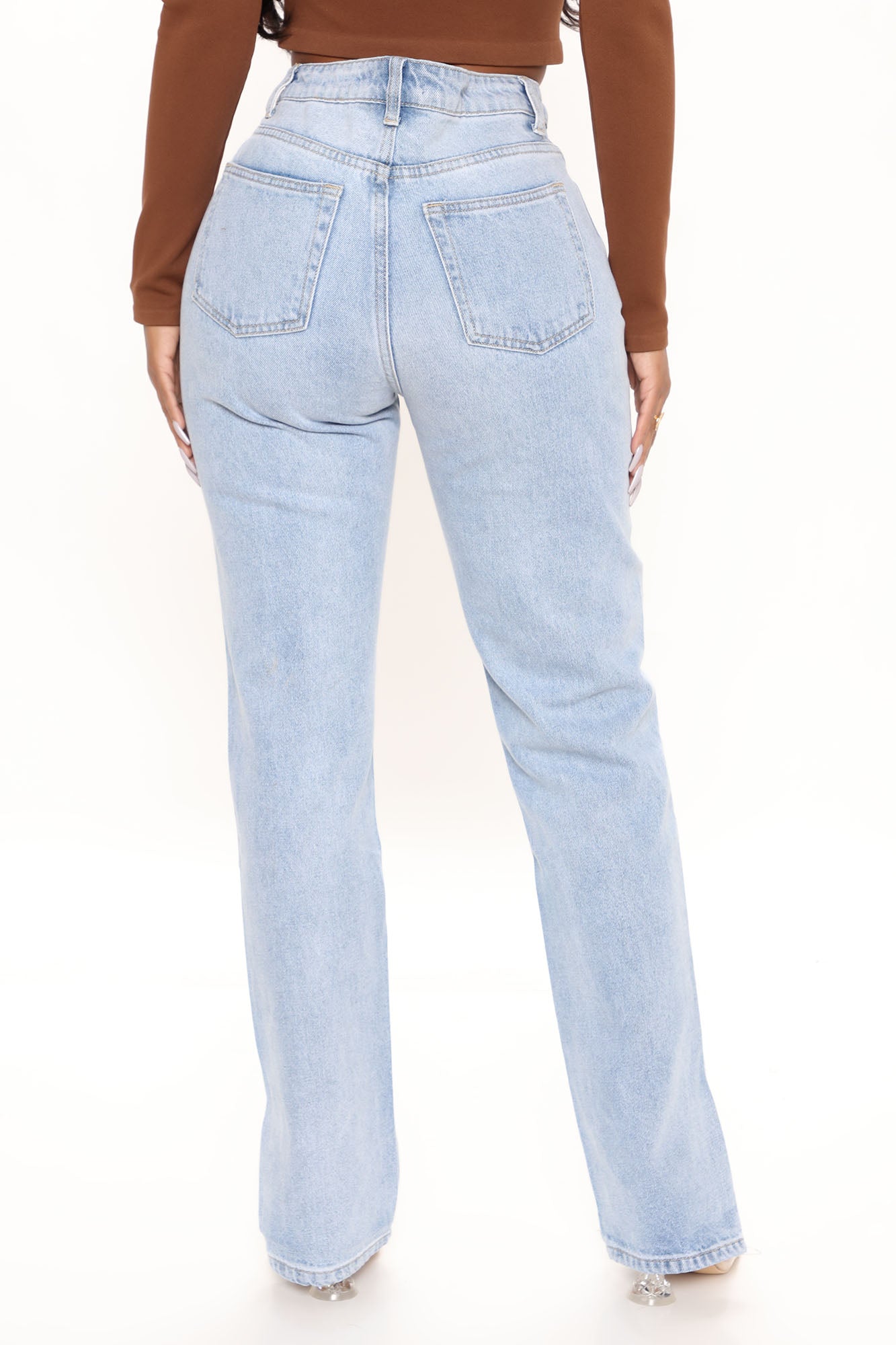Chase The Dream Slit Straight Leg Jeans - Light Blue Wash Ins Street