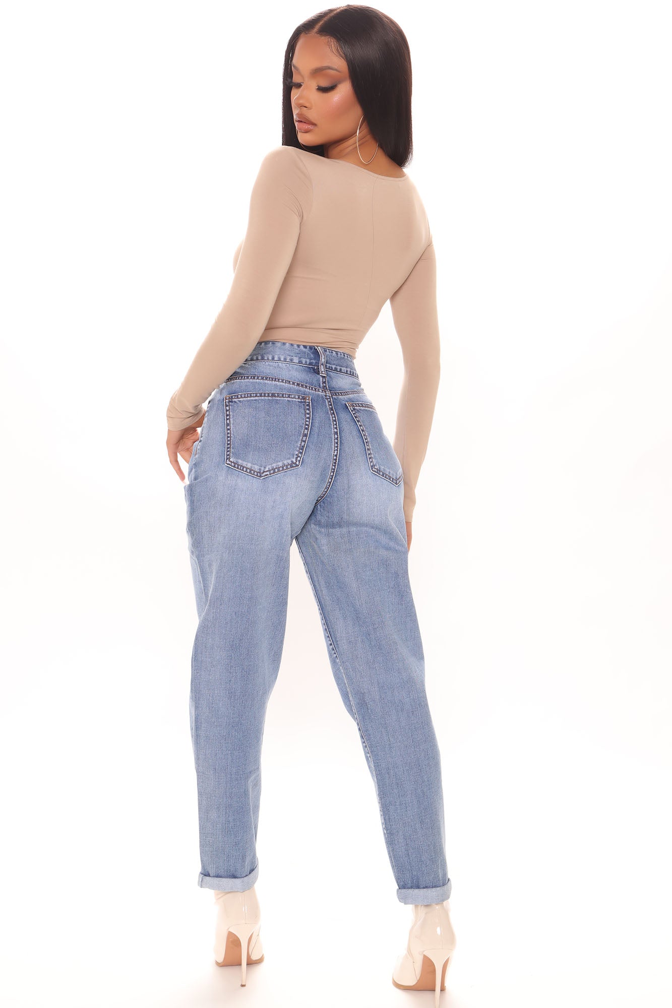 Simply Sweet Mom Jeans - Medium Blue Wash Ins Street