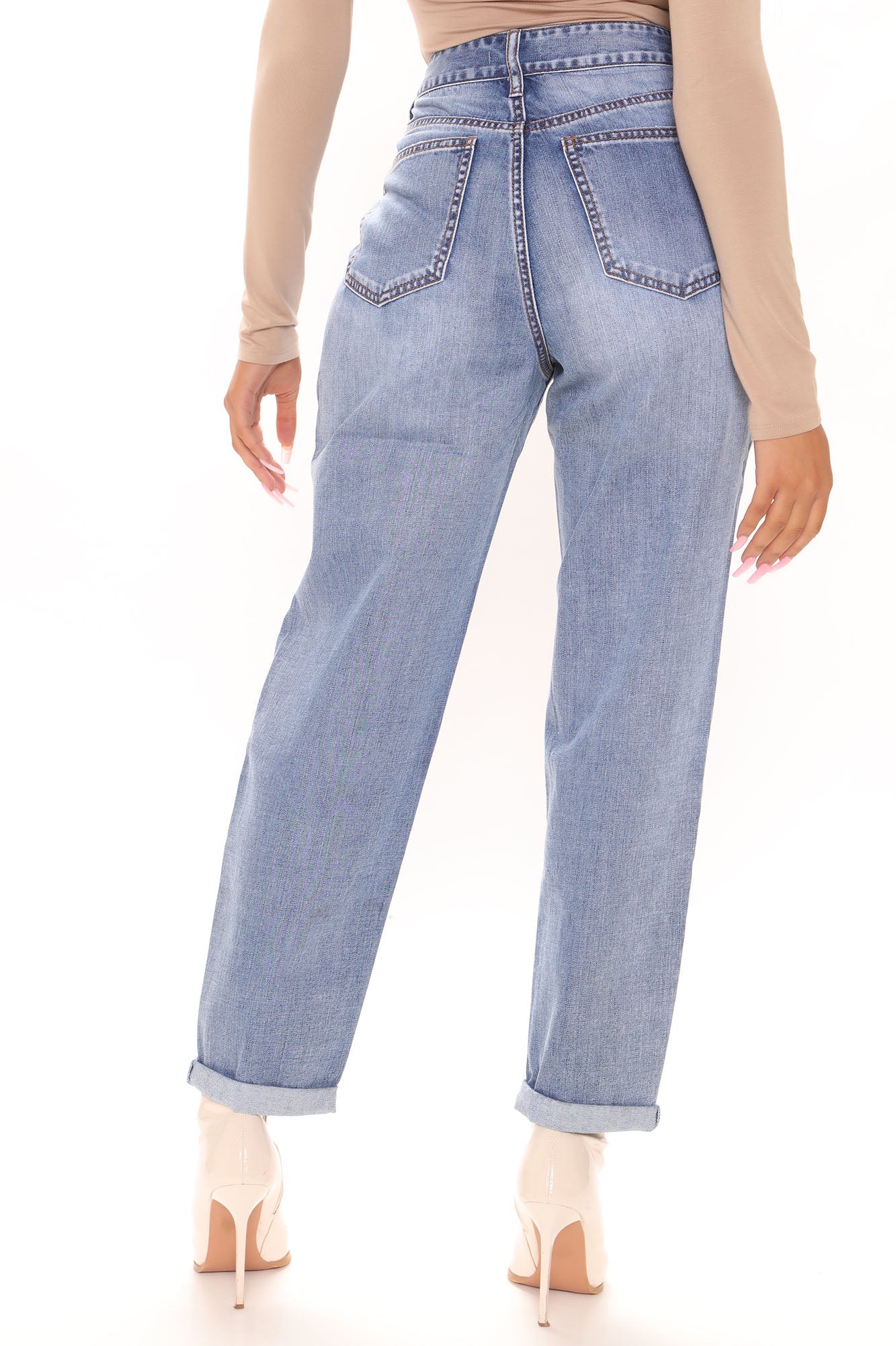 Simply Sweet Mom Jeans - Medium Blue Wash Ins Street