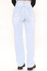 Follow My Lead Straight Leg Jeans - Light Blue Wash Ins Street