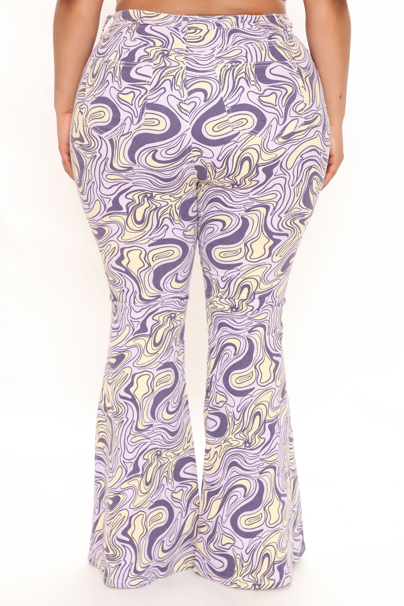 Too Groovy Swirl Print Flare Jeans - Purple/combo Ins Street