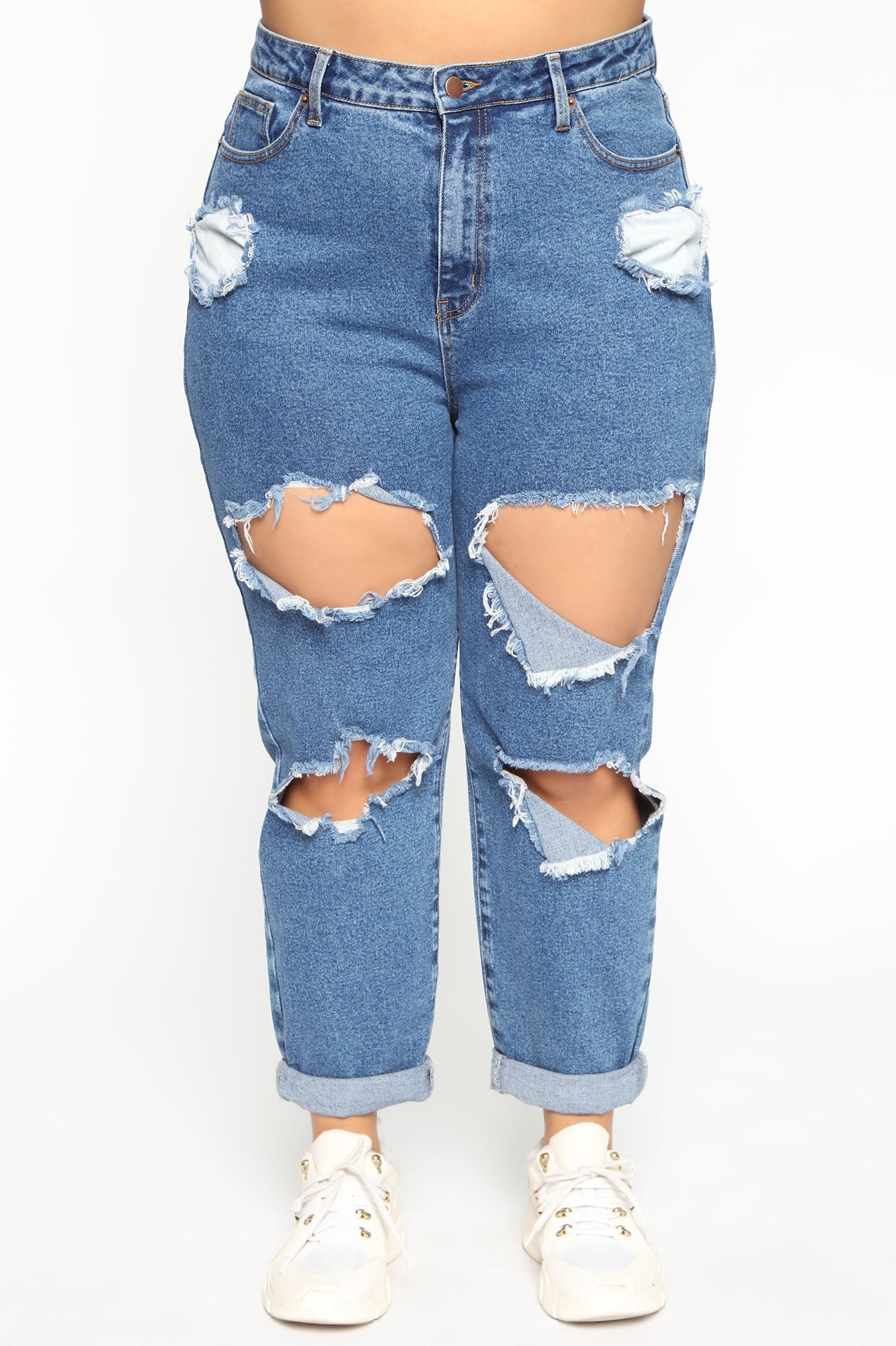Cara Distressed Boyfriend Jeans - Dark Denim Ins Street