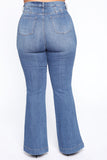 Janelle High Waist Trouser Flare Jean - Medium Blue Wash Ins Street