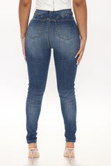 Keep It Clean Booty Lifting Skinny Jeans - Medium Blue Wash Ins Street