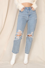 Melinna High Rise Straight Leg Jean - Light Blue Wash Ins Street
