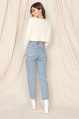 Melinna High Rise Straight Leg Jean - Light Blue Wash Ins Street