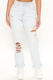 My One And Only Destroyed Boyfriend Jeans - Light Blue Wash Ins Street