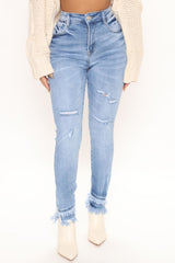 Sydney Sunshine Fray Hem Skinny Jeans - Medium Blue Wash Ins Street