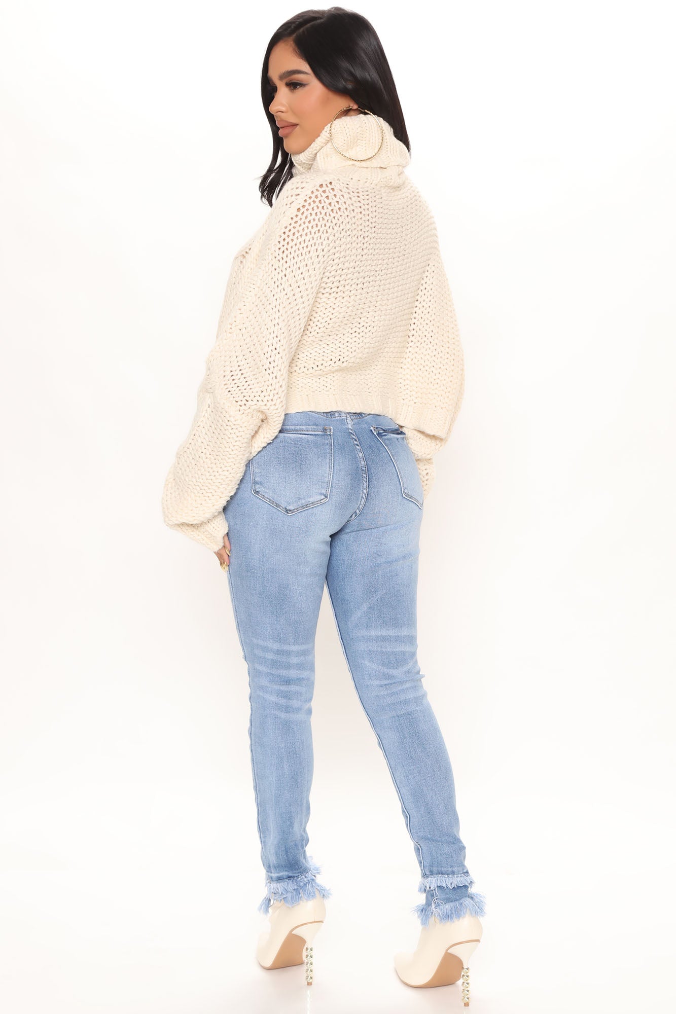Sydney Sunshine Fray Hem Skinny Jeans - Medium Blue Wash Ins Street