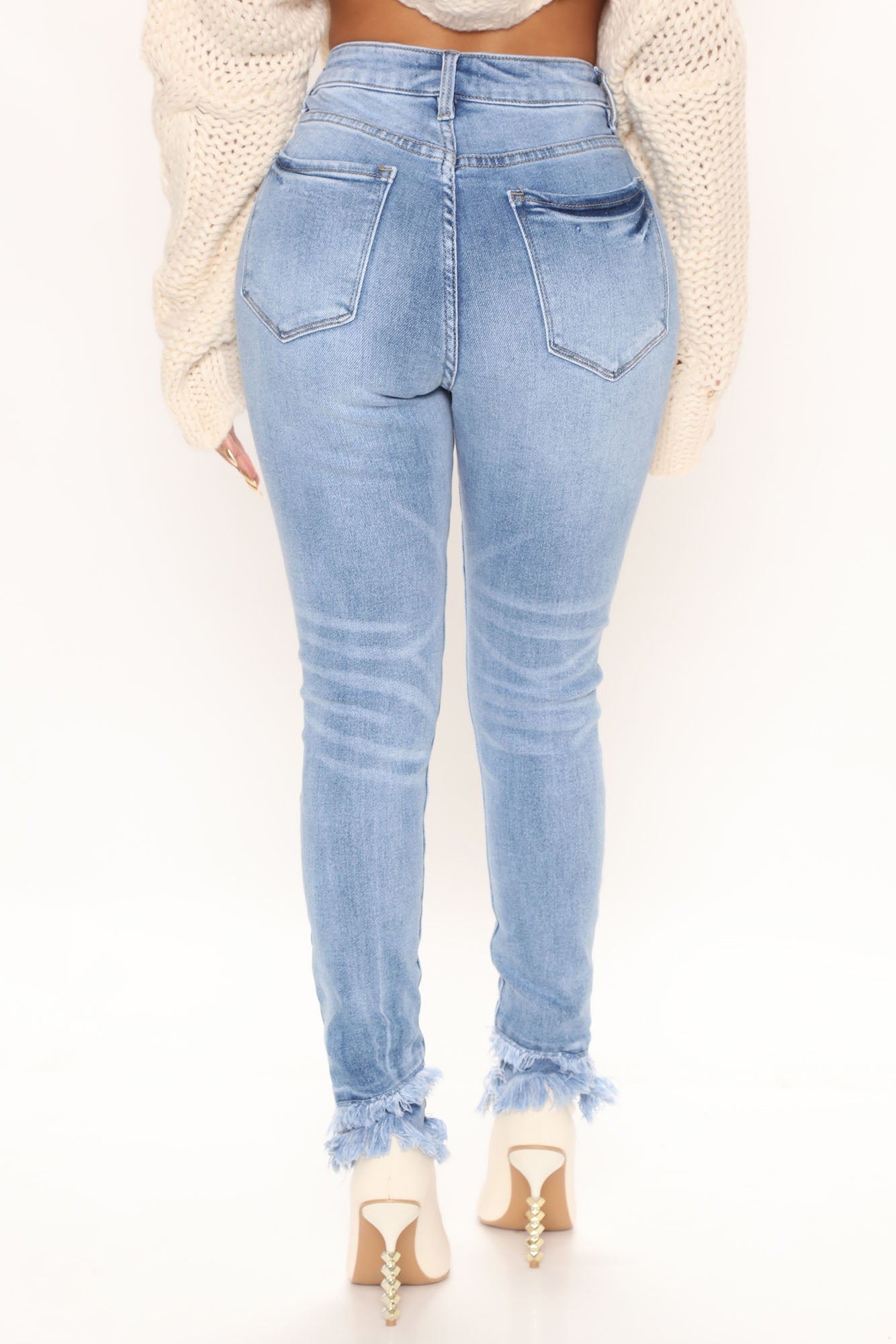 Sydney Sunshine Fray Hem Skinny Jeans - Medium Blue Wash Ins Street