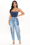 Like A Dream Patchwork Balloon Jeans - Light Blue Wash Ins Street