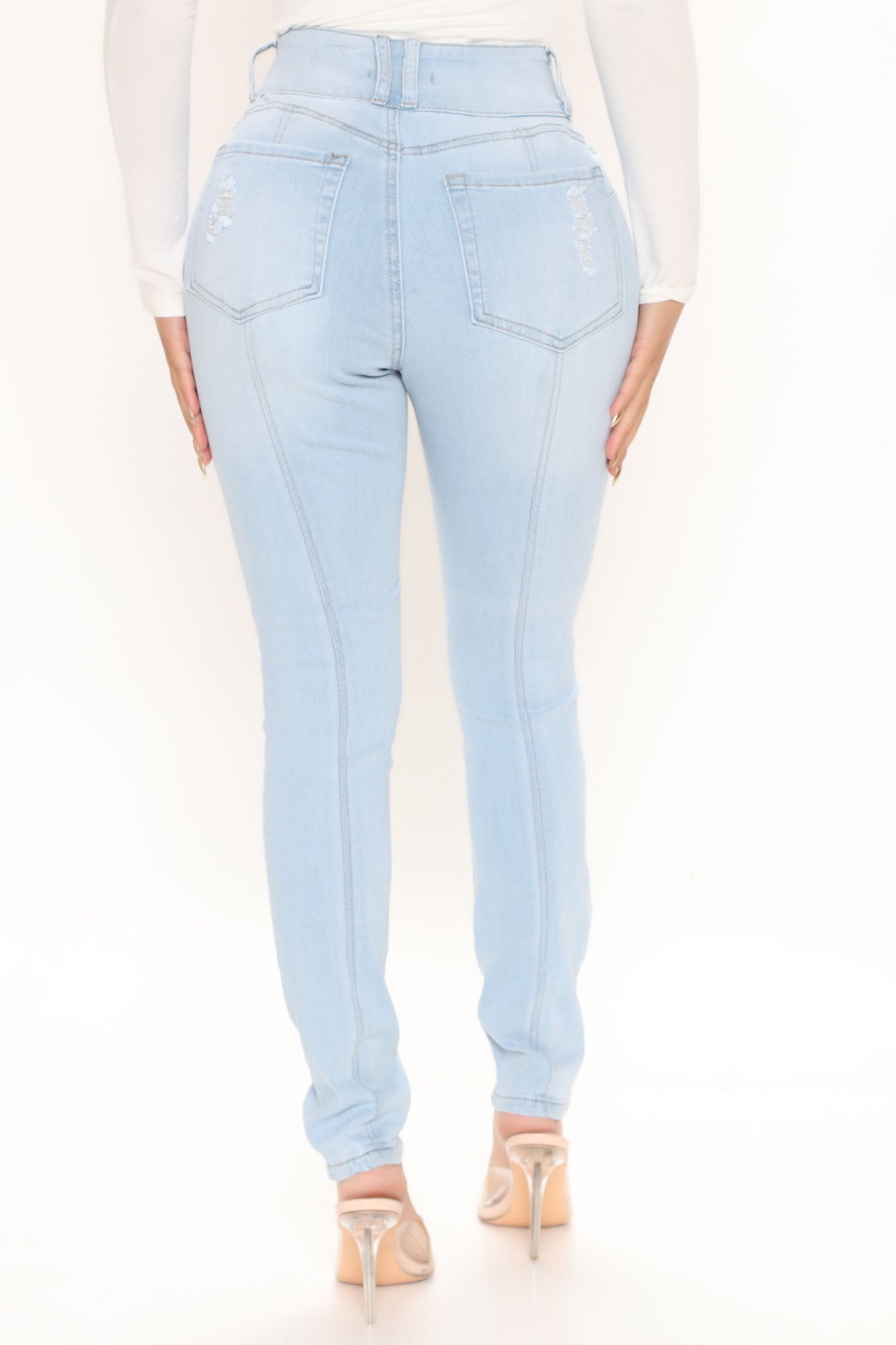On Edge Ripped Skinny Jeans - Light Blue Wash Ins Street