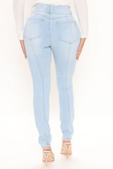 On Edge Ripped Skinny Jeans - Light Blue Wash Ins Street