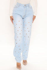 Peek A Boo Straight Leg Jeans - Light Blue Wash Ins Street