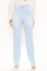 Peek A Boo Straight Leg Jeans - Light Blue Wash Ins Street